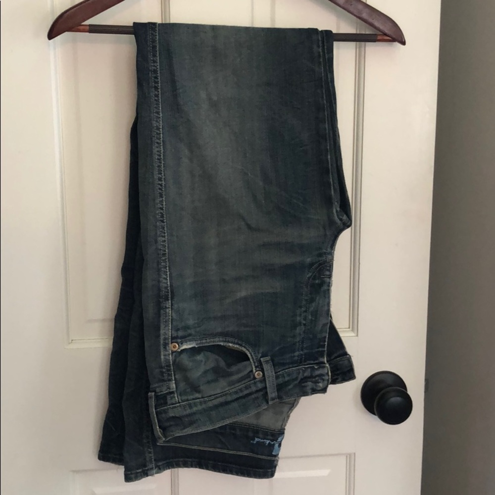 Men’s 7 for All Mankind Vintage Distressed ripped rugged studded A-pocket Jeans - Picture 2 of 8